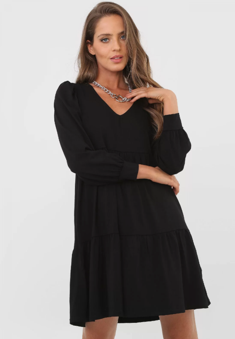 Vestido Fiveblu Curto Liso Preto